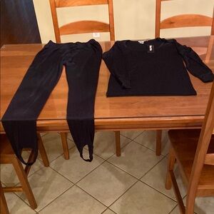 WinterSilks Classic Black Leggings and Top Set